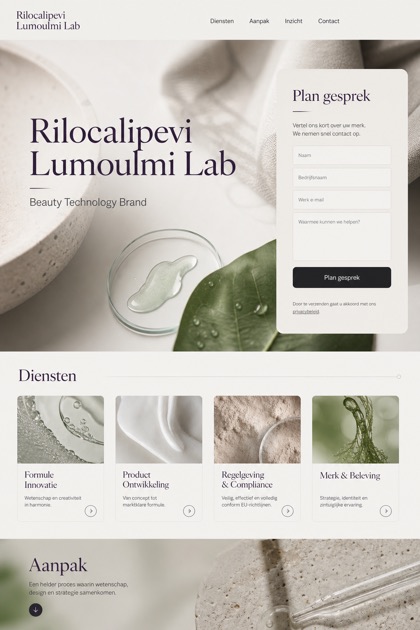 Beauty & Wellness website design for Netherlands, showing a clear opening, service information, supporting content, and a focused inquiry action.