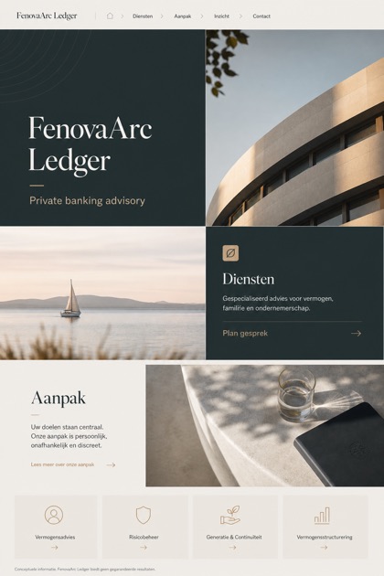 Finance website design for Netherlands, showing a clear opening, service information, supporting content, and a focused inquiry action.