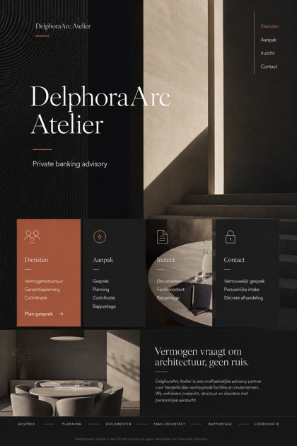 Finance website design for Netherlands, showing a clear opening, service information, supporting content, and a focused inquiry action.