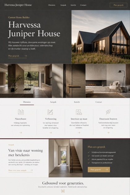 Architecture & Interiors website design for Netherlands, showing a clear opening, service information, supporting content, and a focused inquiry action.