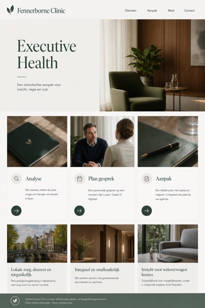 Healthcare website design for Netherlands, showing a clear opening, service information, supporting content, and a focused inquiry action.