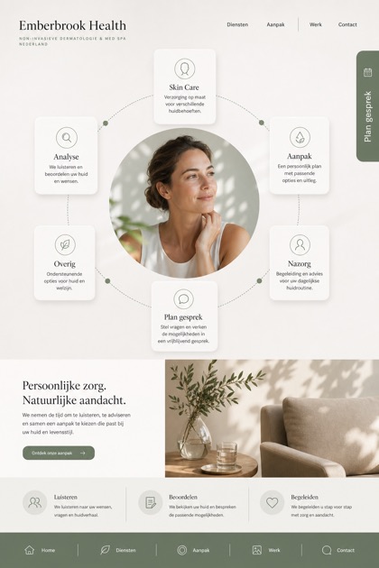 Healthcare website design for Netherlands, showing a clear opening, service information, supporting content, and a focused inquiry action.