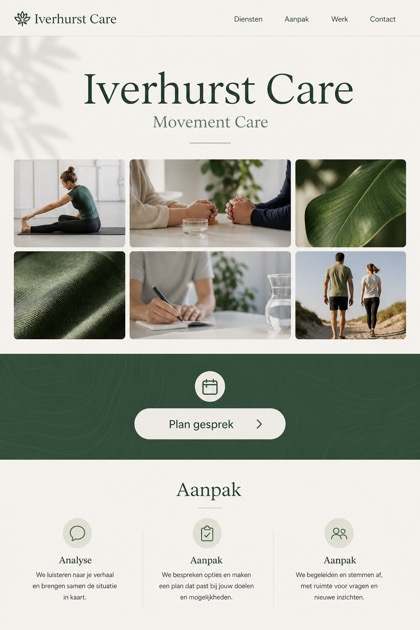 Healthcare website design for Netherlands, showing a clear opening, service information, supporting content, and a focused inquiry action.