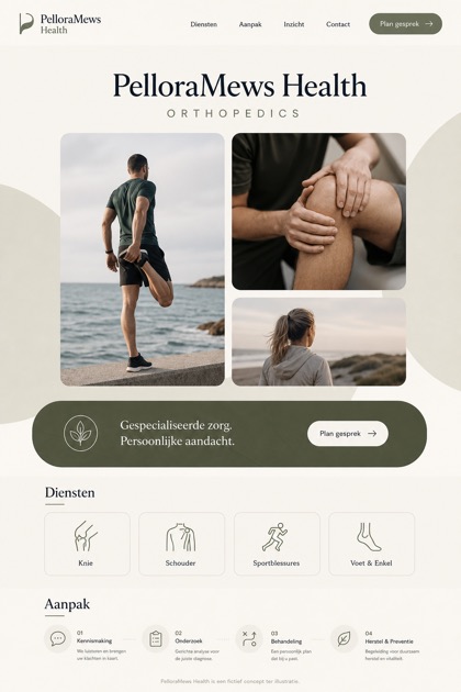 Healthcare website design for Netherlands, showing a clear opening, service information, supporting content, and a focused inquiry action.
