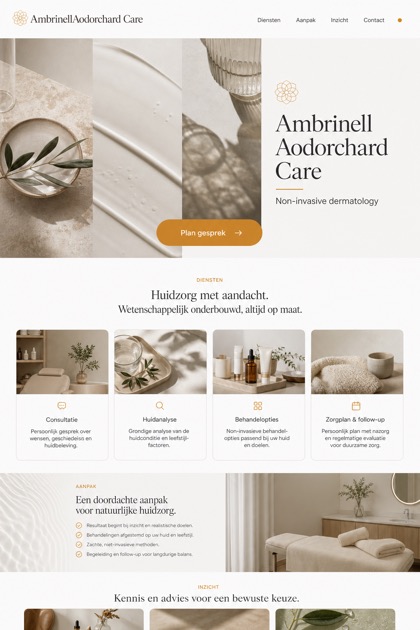 Healthcare website design for Netherlands, showing a clear opening, service information, supporting content, and a focused inquiry action.