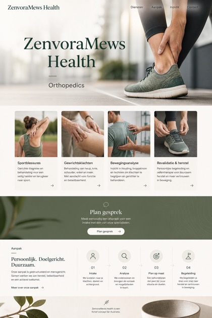 Healthcare website design for Netherlands, showing a clear opening, service information, supporting content, and a focused inquiry action.