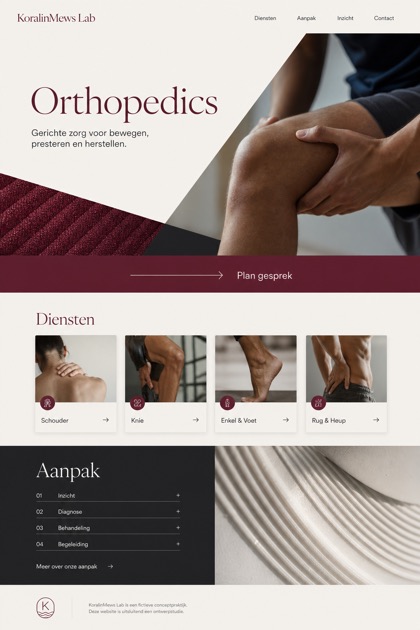 Healthcare website design for Netherlands, showing a clear opening, service information, supporting content, and a focused inquiry action.