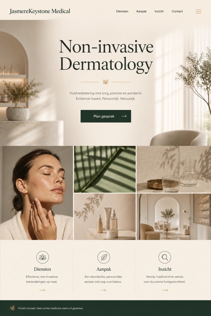 Healthcare website design for Netherlands, showing a clear opening, service information, supporting content, and a focused inquiry action.