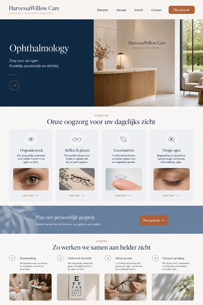 Healthcare website design for Netherlands, showing a clear opening, service information, supporting content, and a focused inquiry action.