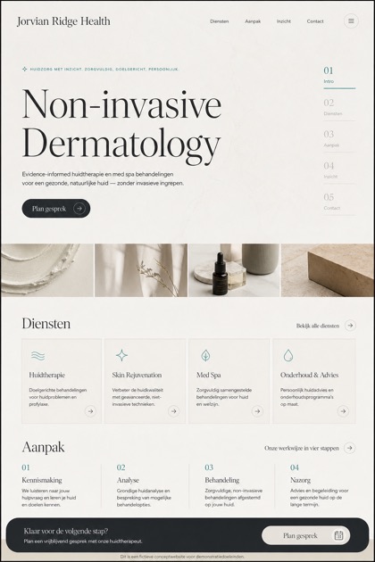 Healthcare website design for Netherlands, showing a clear opening, service information, supporting content, and a focused inquiry action.