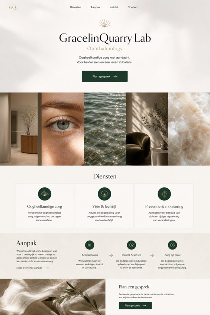 Healthcare website design for Netherlands, showing a clear opening, service information, supporting content, and a focused inquiry action.
