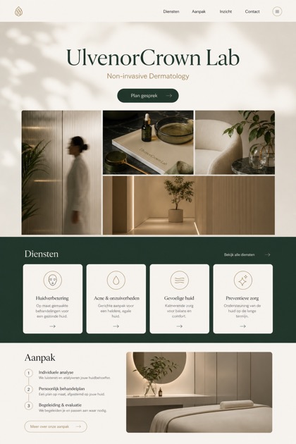 Healthcare website design for Netherlands, showing a clear opening, service information, supporting content, and a focused inquiry action.