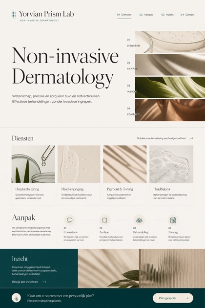 Healthcare website design for Netherlands, showing a clear opening, service information, supporting content, and a focused inquiry action.
