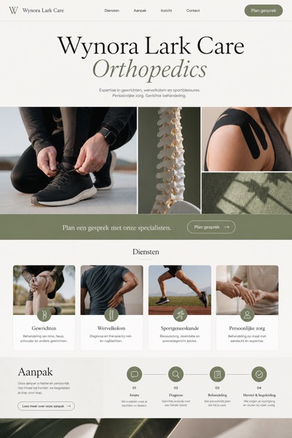 Healthcare website design for Netherlands, showing a clear opening, service information, supporting content, and a focused inquiry action.