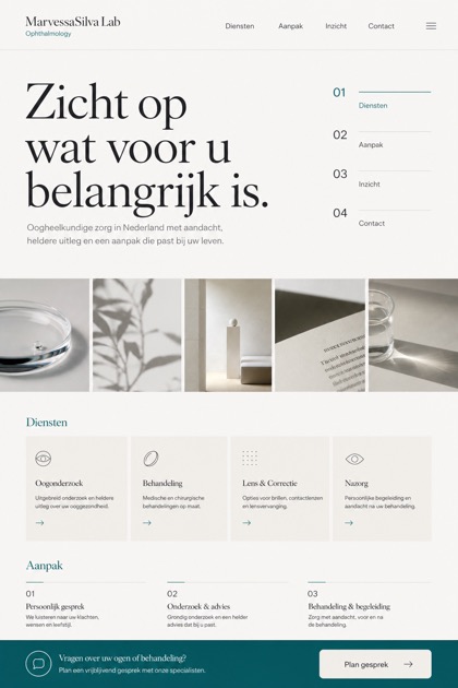 Healthcare website design for Netherlands, showing a clear opening, service information, supporting content, and a focused inquiry action.