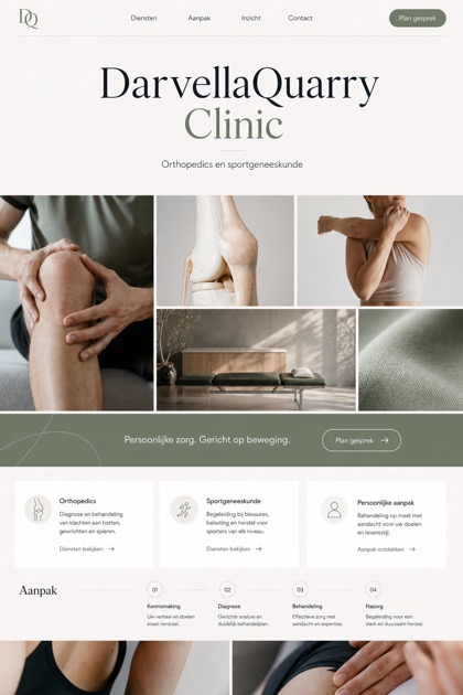 Healthcare website design for Netherlands, showing a clear opening, service information, supporting content, and a focused inquiry action.