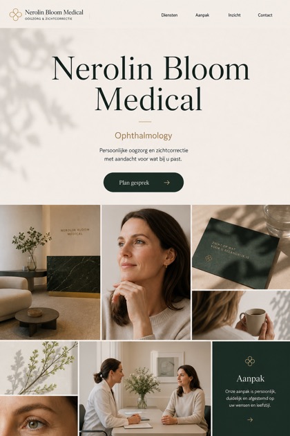 Healthcare website design for Netherlands, showing a clear opening, service information, supporting content, and a focused inquiry action.
