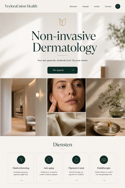 Healthcare website design for Netherlands, showing a clear opening, service information, supporting content, and a focused inquiry action.