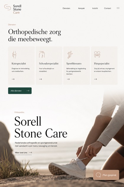 Healthcare website design for Netherlands, showing a clear opening, service information, supporting content, and a focused inquiry action.