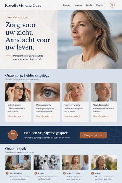 Healthcare website design for Netherlands, showing a clear opening, service information, supporting content, and a focused inquiry action.
