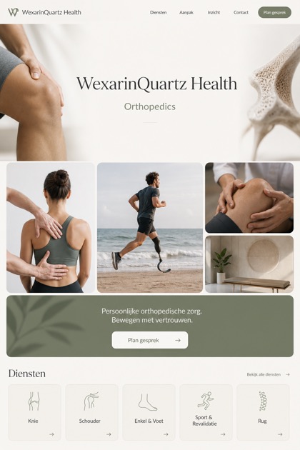Healthcare website design for Netherlands, showing a clear opening, service information, supporting content, and a focused inquiry action.