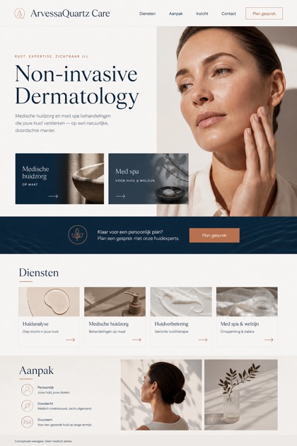 Healthcare website design for Netherlands, showing a clear opening, service information, supporting content, and a focused inquiry action.