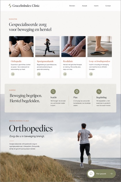 Healthcare website design for Netherlands, showing a clear opening, service information, supporting content, and a focused inquiry action.