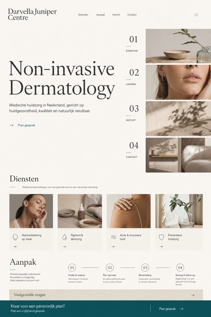 Healthcare website design for Netherlands, showing a clear opening, service information, supporting content, and a focused inquiry action.