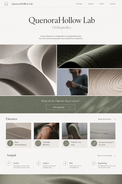 Healthcare website design for Netherlands, showing a clear opening, service information, supporting content, and a focused inquiry action.