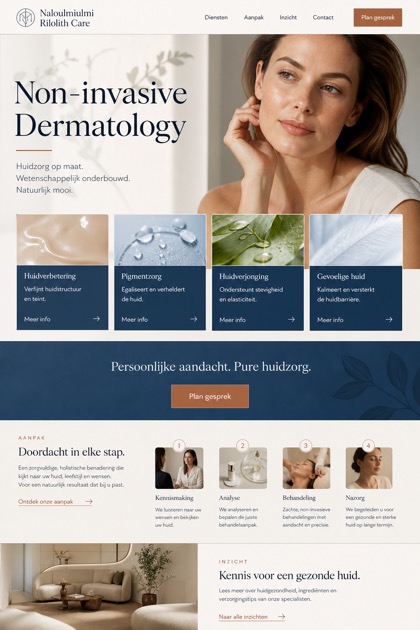 Healthcare website design for Netherlands, showing a clear opening, service information, supporting content, and a focused inquiry action.