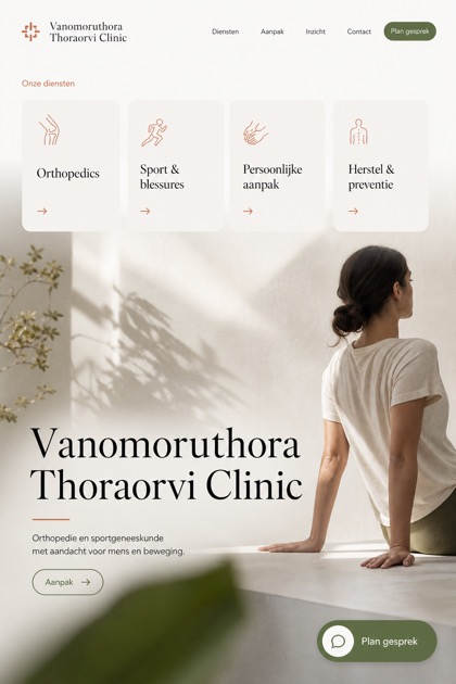 Healthcare website design for Netherlands, showing a clear opening, service information, supporting content, and a focused inquiry action.