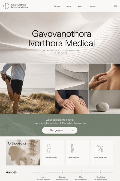 Healthcare website design for Netherlands, showing a clear opening, service information, supporting content, and a focused inquiry action.