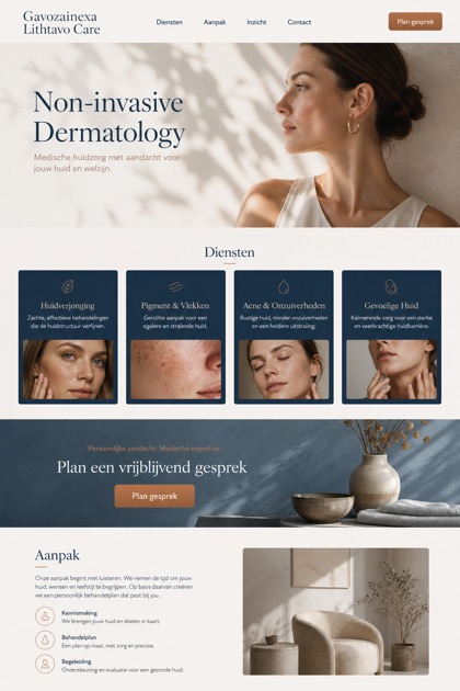 Healthcare website design for Netherlands, showing a clear opening, service information, supporting content, and a focused inquiry action.