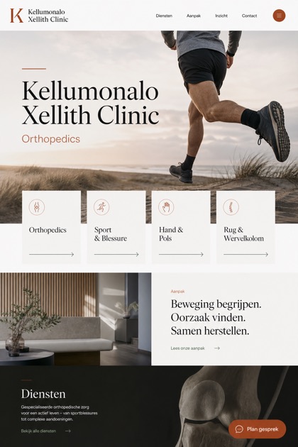 Healthcare website design for Netherlands, showing a clear opening, service information, supporting content, and a focused inquiry action.