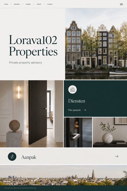 Property website design for Netherlands, showing a clear opening, service information, supporting content, and a focused inquiry action.
