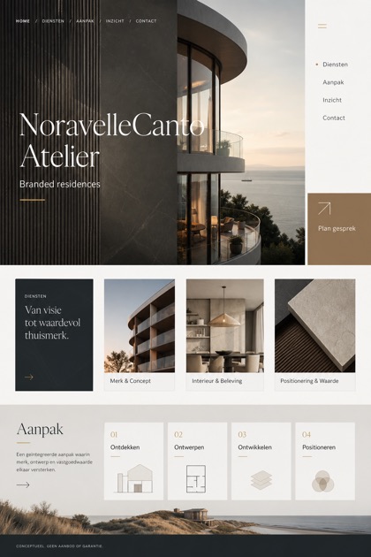 Property website design for Netherlands, showing a clear opening, service information, supporting content, and a focused inquiry action.