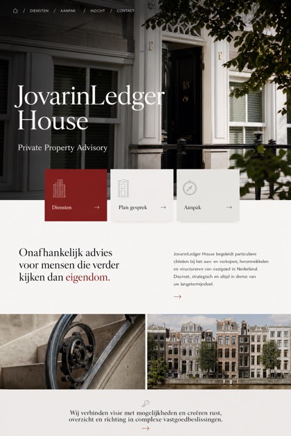 Property website design for Netherlands, showing a clear opening, service information, supporting content, and a focused inquiry action.