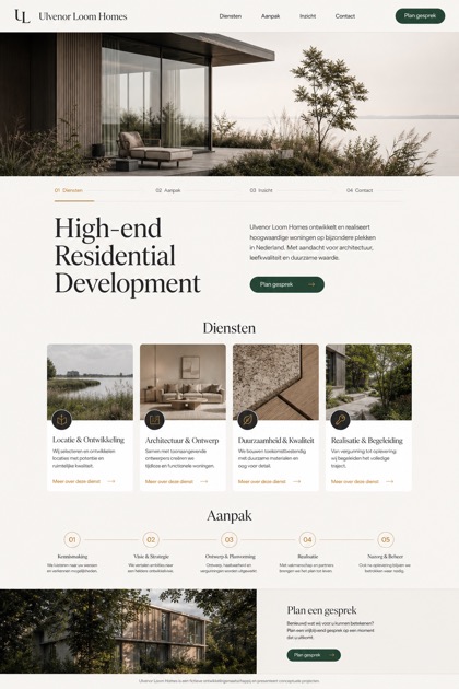 Property website design for Netherlands, showing a clear opening, service information, supporting content, and a focused inquiry action.