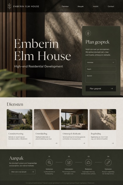 Property website design for Netherlands, showing a clear opening, service information, supporting content, and a focused inquiry action.