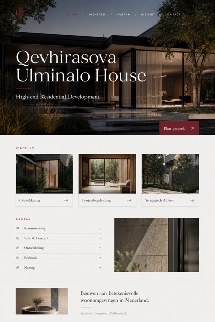 Property website design for Netherlands, showing a clear opening, service information, supporting content, and a focused inquiry action.