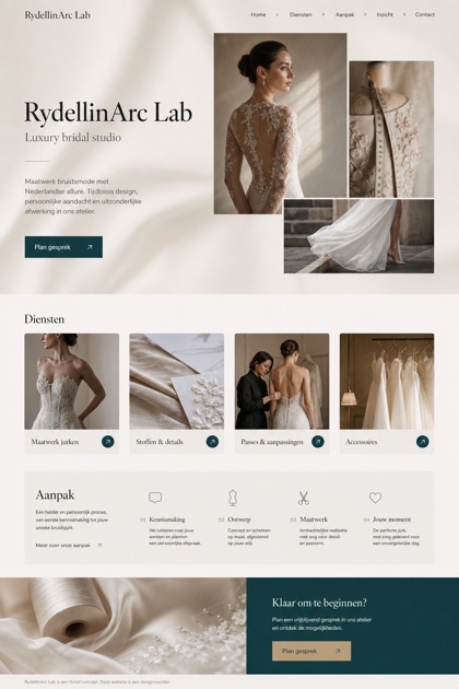 Weddings & Events website design for Netherlands, showing a clear opening, service information, supporting content, and a focused inquiry action.