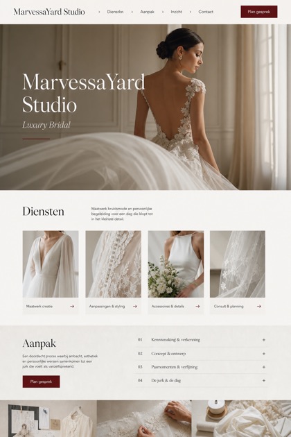 Weddings & Events website design for Netherlands, showing a clear opening, service information, supporting content, and a focused inquiry action.