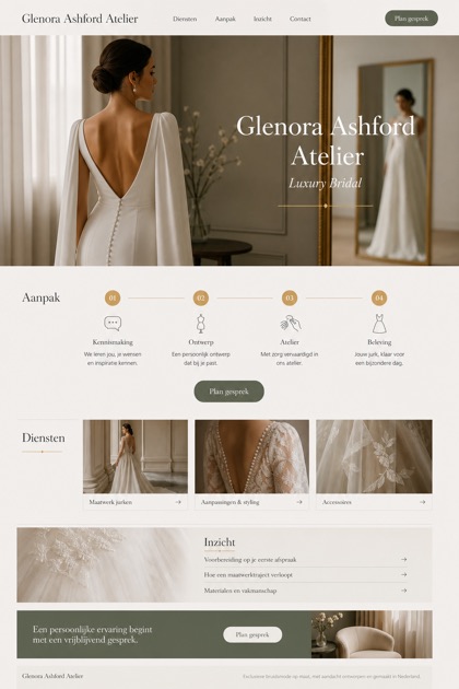 Weddings & Events website design for Netherlands, showing a clear opening, service information, supporting content, and a focused inquiry action.