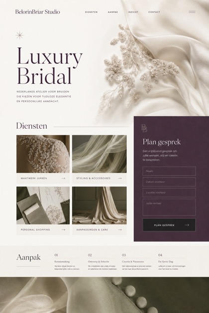 Weddings & Events website design for Netherlands, showing a clear opening, service information, supporting content, and a focused inquiry action.