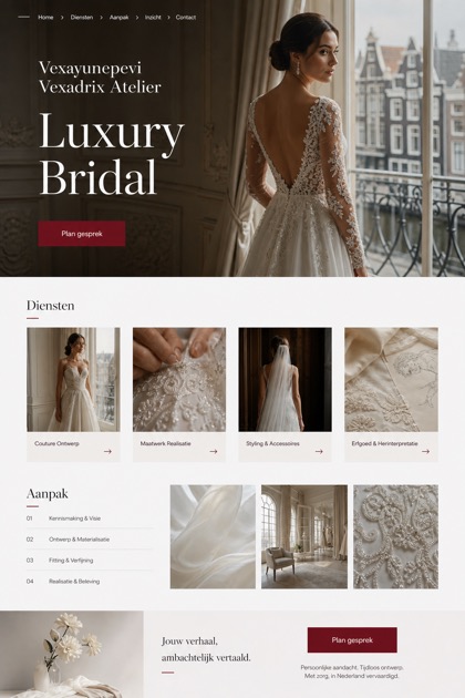 Weddings & Events website design for Netherlands, showing a clear opening, service information, supporting content, and a focused inquiry action.